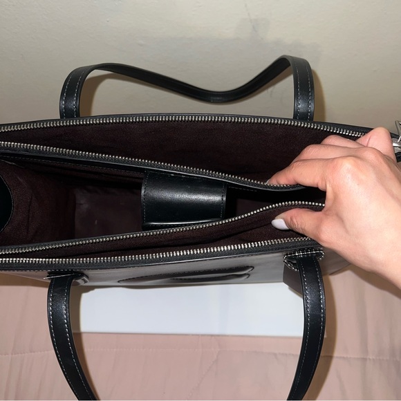 Coach Nina Black Leather Tote Bag CR096 - Picture 4 of 7